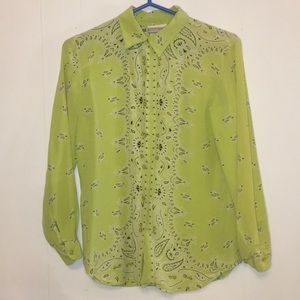 Lime Green Paisley Button Up